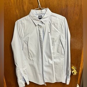 Tommy Hilfiger Classic Fit Blue White Striped Button Down Oxford Shirt